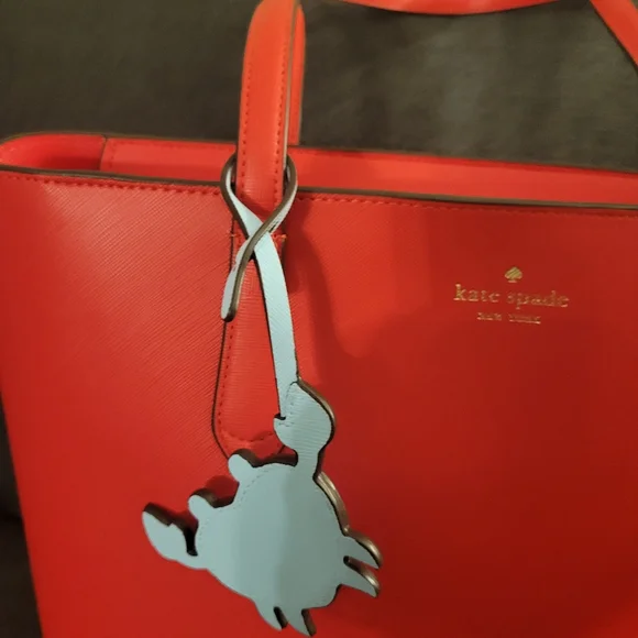 Kate Spade Marlee Red Tote with blue Crab bag charm NWT - Picture 6 of 11